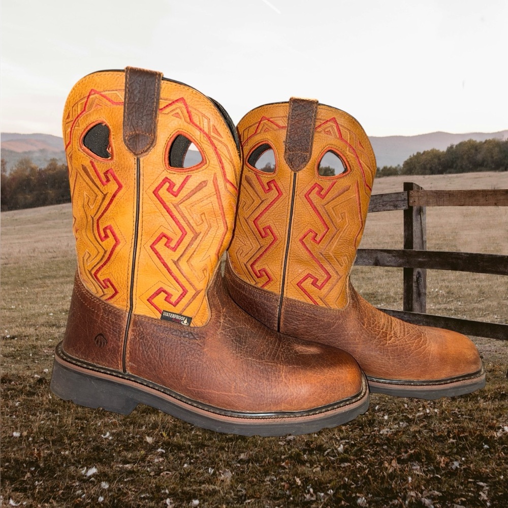 Wolverine steel toe waterproof slip resistant oil resistant square toe western
